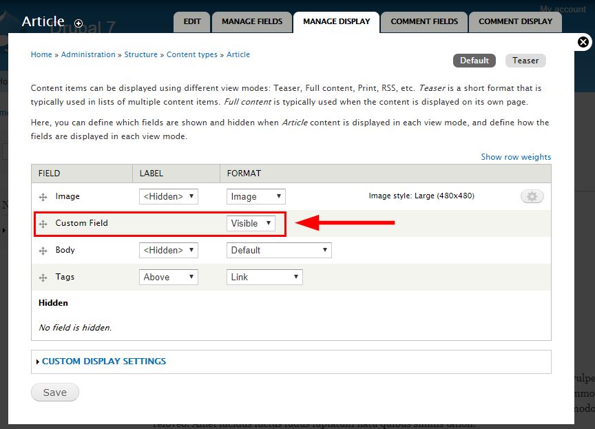 Manage weight and placement of custom field